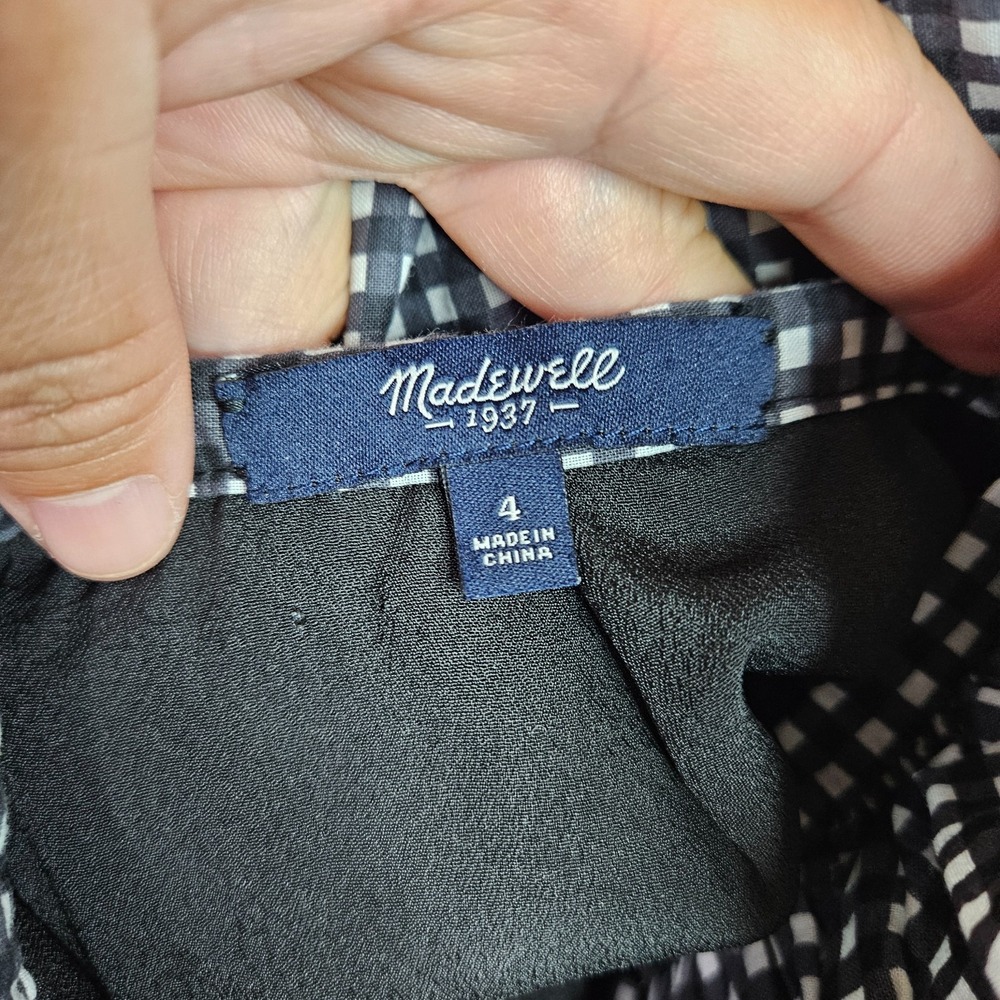 Madewell Women Gingham Mini Skirt Size 4 Black White Checkered - Picture 5 of 6